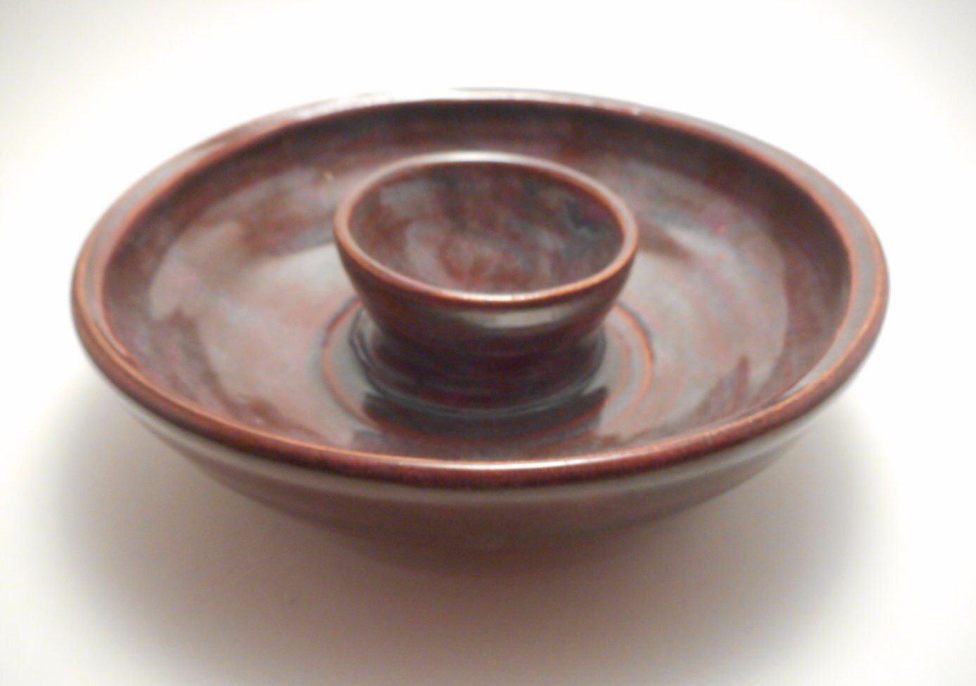 Purple Chip and Dip Ceramic Serving Bowl Handmade Pottery