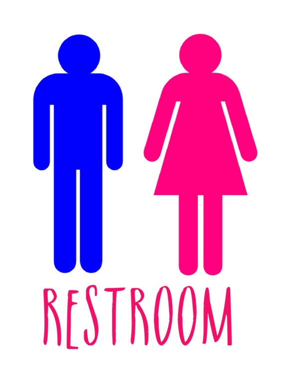 Pink and blue RESTROOM sign with pink OR blue by KikisCustoms