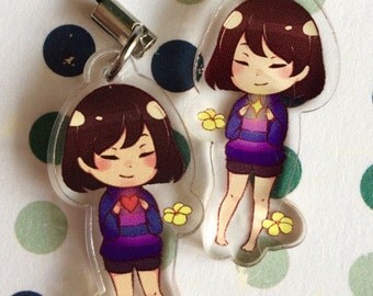 1.5" UNDERTALE Frisk "Save and Determination" Acrylic Charms (double sided)
