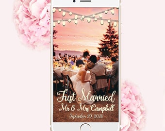 SNAPCHAT Geofilter Wedding String Lights Filter, Custom Snapchat, Calligraphy Wedding/ birthday/ Bachelorette/ Baby Shower/ Photo Booth
