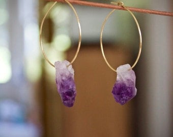 Amethyst Earrings, February Birthstone, Boho Jewelry, Crystal Earrings, Gifts for her, Boho Earrings, Druzy Earrings, Bridesmaid Earrings