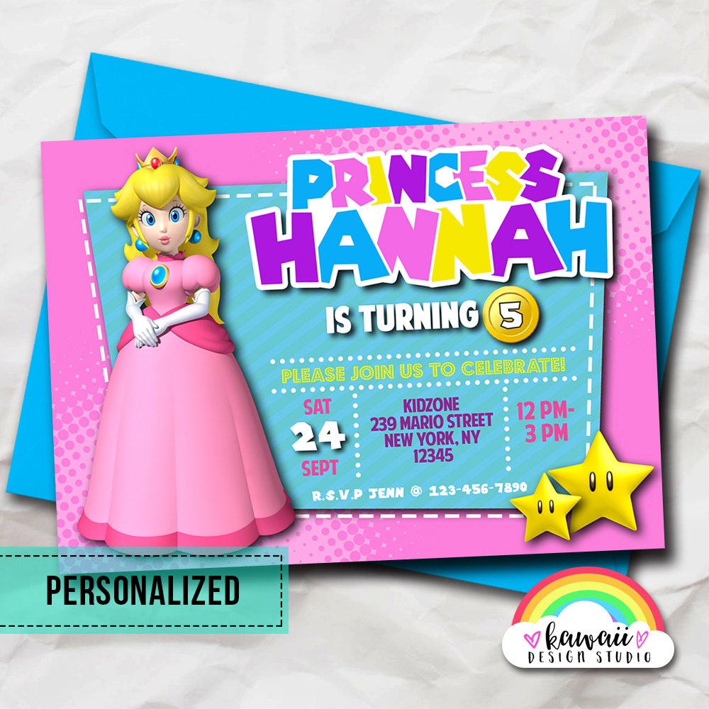Princess Peach invitation Princess Peach by KawaiiDesignStudio