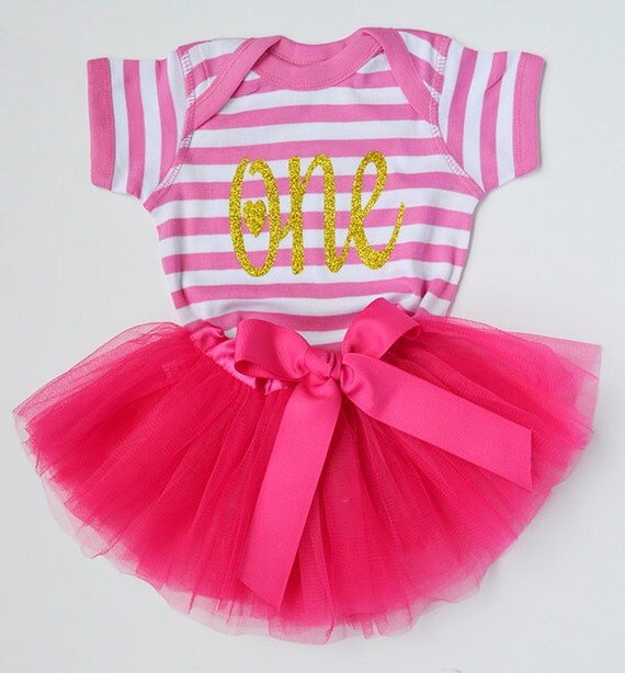 First Birthday Outfit. Girls Bodysuit with Tutu. Toddler.