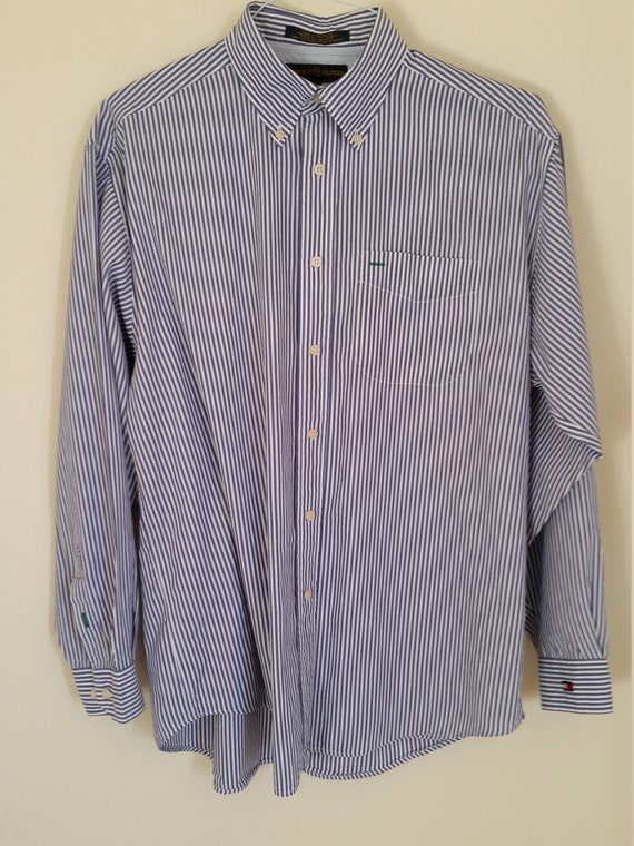 Mens vintage Tommy Hilfiger striped dress shirt / Size M