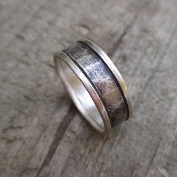 Wide Industrial Band. Unisex Mens Womens Ring. Blackened