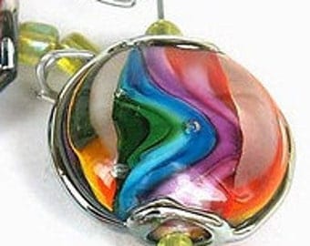 Rainbow Lampwork beads, lampwork glass beads , lampwork beads SRA, unique glass beads, Jewelry Supply, Unique Beads for Crafts, beads, glass