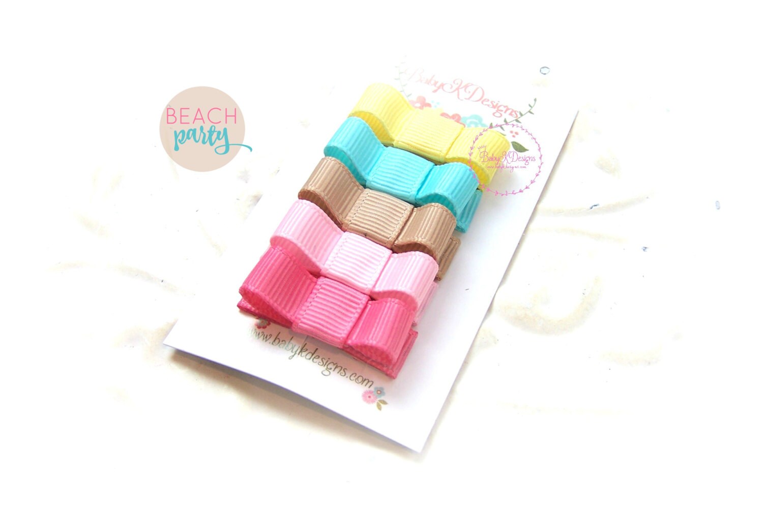 Infant Bow. Newborn Barrettes NEW Aqua Sand Pink Yellow Baby