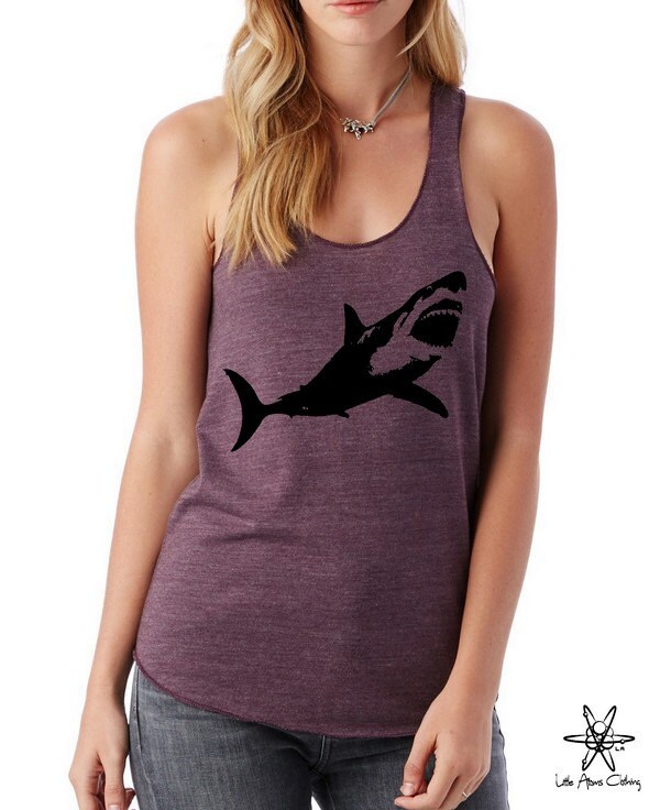 SHARK sharks Ladies Heathered Tank Top Shirt screenprint