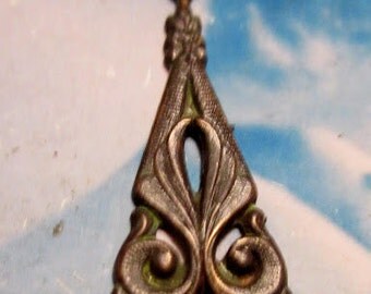 Hand Oxidized Patina Brass Ornamental Dangles 467HOX x2