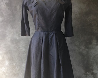 1950's navy silk Marusia dress