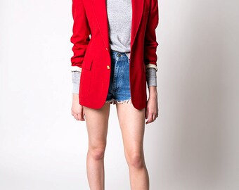 The Vintage Lipstick Red Circketeer Blazer Jacket