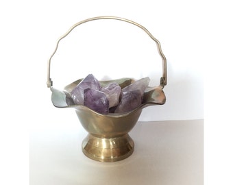 Vintage Brass Basket with Movable Handle