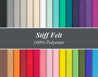 Solid Colour Stiffened Felt Sheets - 12" X 12", Over 25 Colours and Multiple Pack Sizes Available