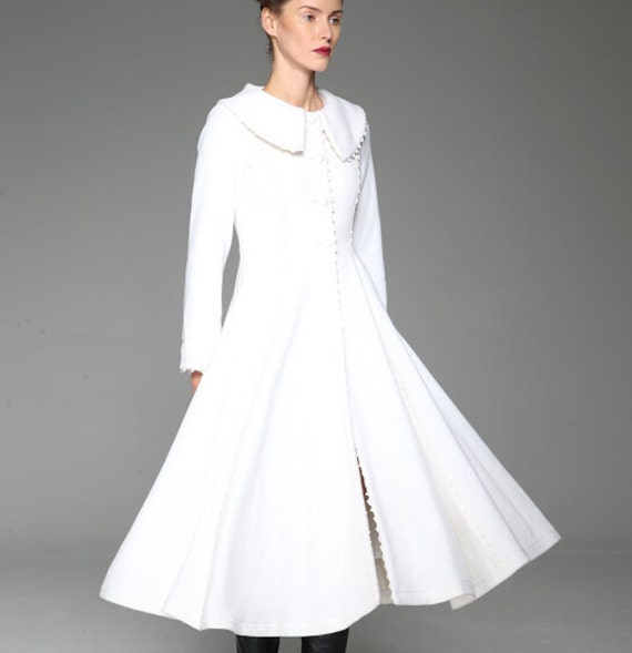 White wool coat long women winter coat by xiaolizi on Etsy