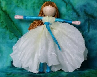 White Flower Fairy Art doll, Waldorf, Art Doll, Worry Doll, Faery, elemental