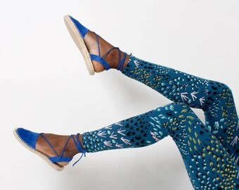 Floral Leggings - Hand Printed - Organic Cotton Leggings - High Waisted Leggings - Thief and Bandit®