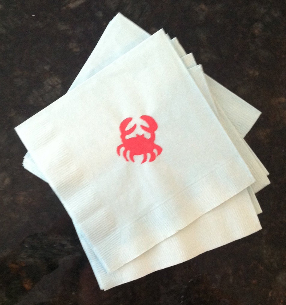 Crab Paper Cocktail/ Luncheon/ Dinner Napkins by TheFortunateHome