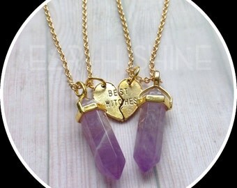 Best Witches Crystal necklaces, YOUR CHOICE OF gemstone, best friends necklace set