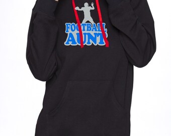 Pullover Hoodie With Football Aunt Graphics French Terry Premium Next Level Brand Two Color 60/40 Cotton Polyester