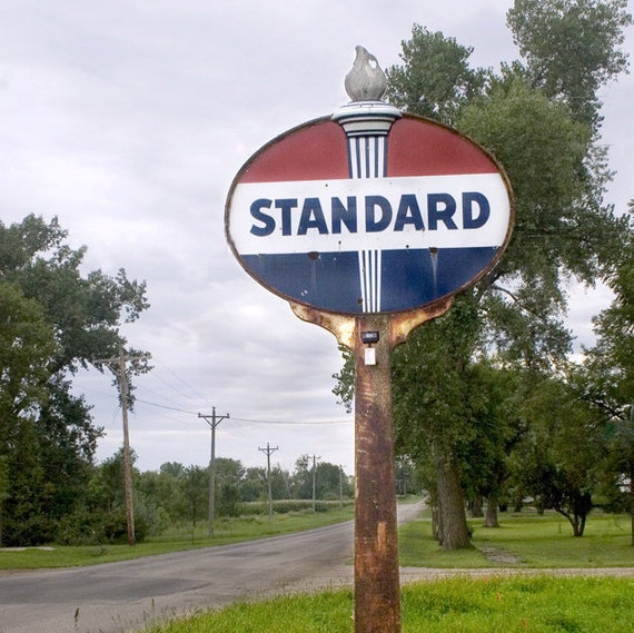 Classic Red White and Blue Standard Oil Gas Station Sign