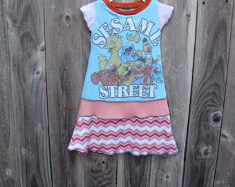 Big Bird And Friends Sesame Street Upcycled Dress Size 3/ 4