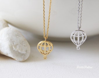 Hot Air Balloon Necklace in Silver/ Gold. Collar Necklace. Nature. Sky. Cute and Sweet. Birthday Gift (PPNL-137)