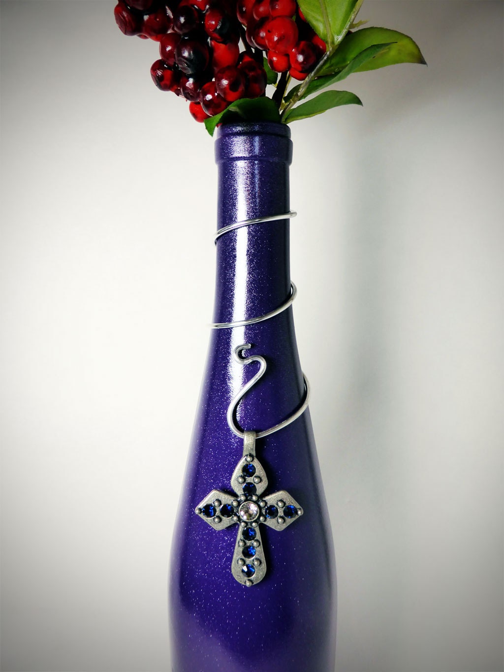 Silver Wire Wine Bottle NECKLACE COLLAR w/ by OnceUponTheStars