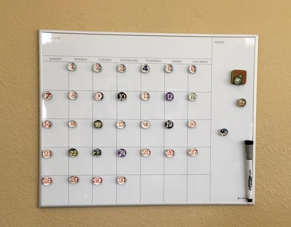 Magnetic dry erase Calendar with number magnets