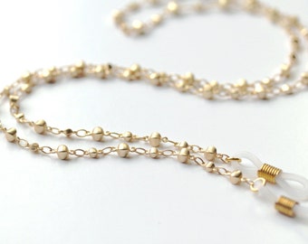 Matte Satin Gold Eyeglass Chain, Lanyard, Eyeglass Necklace, Eyeglass Chain, Eyewear, Eyeglass Lanyard, Chain Lanyard, Glasses Chain, Gold