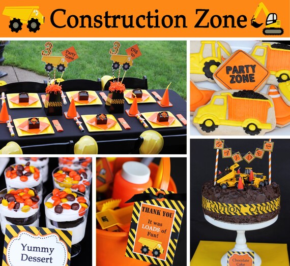 Construction Birthday Party PRINTABLE Deluxe Package dump truck tools DIY cupcake express Il_570xn