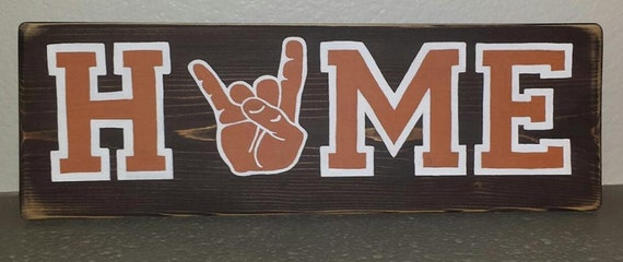 Texas Longhorn HOME sign hand painted sign Hook'em Horns