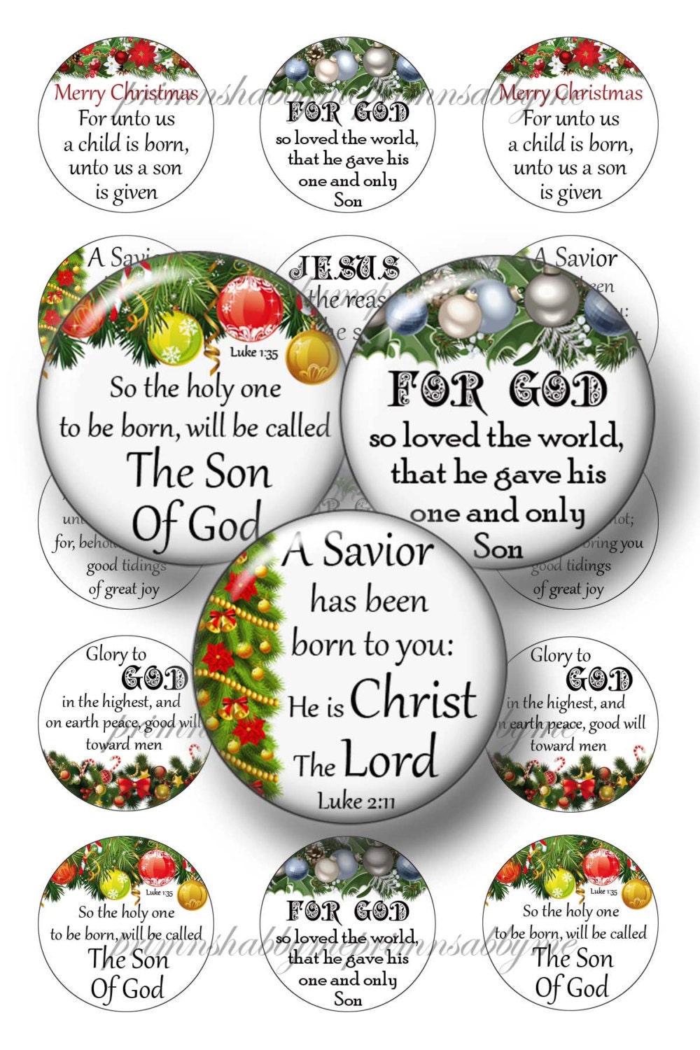 Religious Christmas Bottle Cap Images Digital Collage
