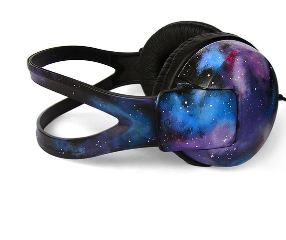 Galaxy Headphones gift for her custom Space Nebula unique