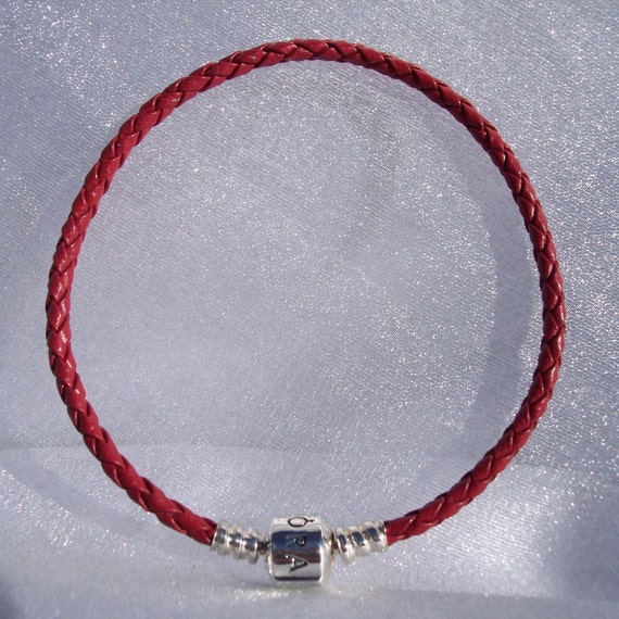 Pandora Red Leather Bracelet Smooth Braided Discontinued