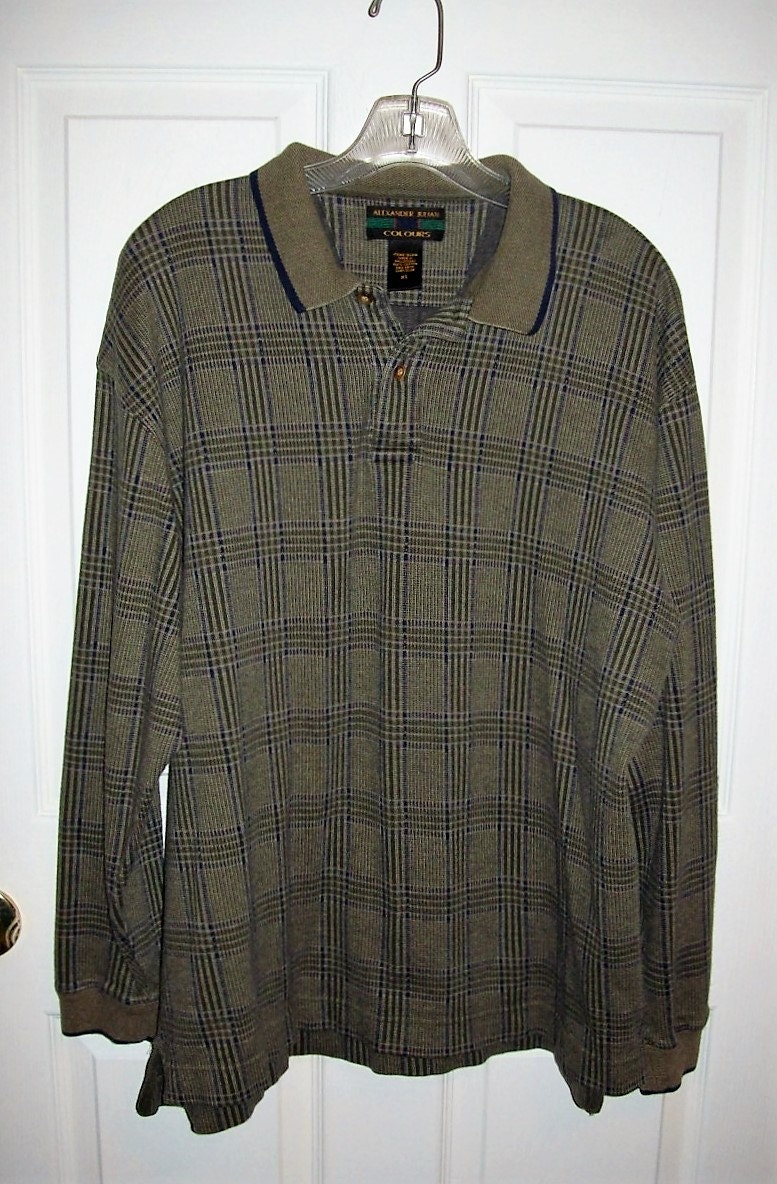 Vintage Men's Olive Green Plaid Pullover Shirt Colours by