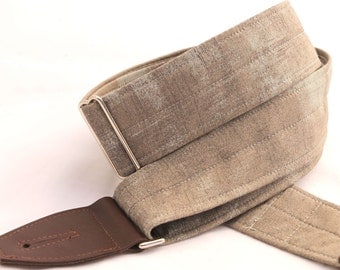 Guitar Strap - Monument Grey - Leather Ends and Optional Pick Pouch