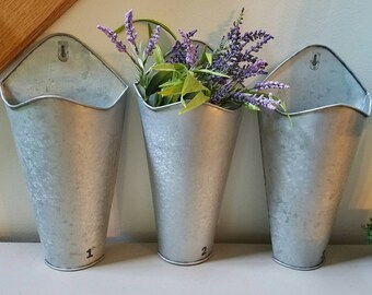 1 Galvanized Wall Pocket Wall Planter Wall Pockets Farmhouse