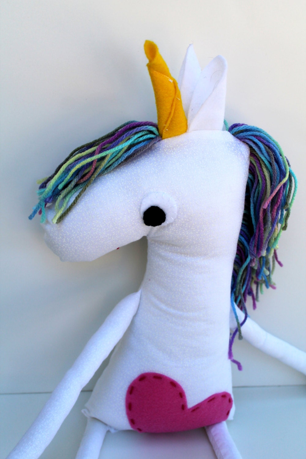 Big Unicorn Stuffed Animal Plush with Magical Yarn Rainbow