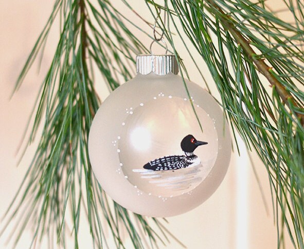 hand painted ornament painted loon glass christmas ornament hand painted ornament painted loon glass christmas ornament