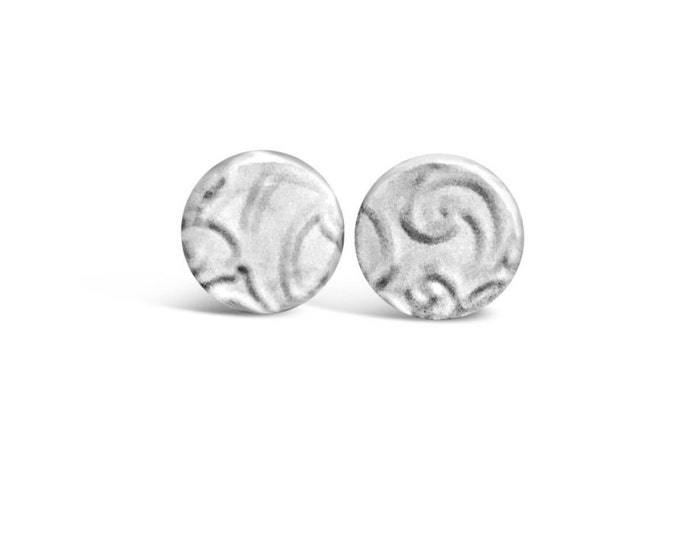 Sterling Silver Floral Texture Earrings