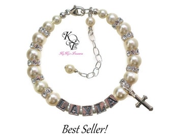 Baby Bracelets, Personalized Baptism Bracelet, Baby Boy Baptism, Baby Girl, Baptism Gift, Christening Gifts, Personalized Baby