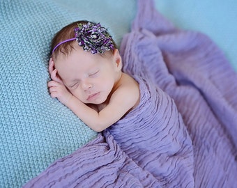 Purple Floral Headband, Baby Girl Headband, Newborn Headband, Headband, Hair Bows, Newborn Headband, Lavender, Purple