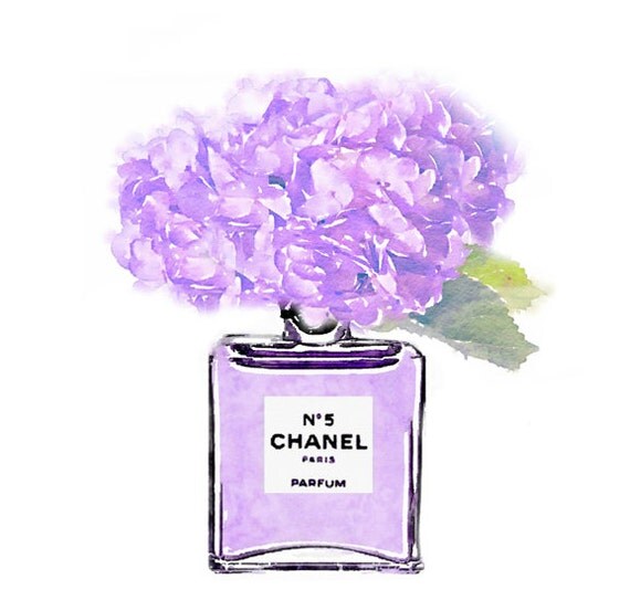 Items similar to ART PRINT Purple No 5 Perfume Bottle Vase Lavender ...