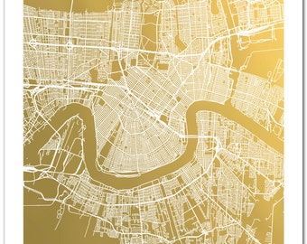 New Orleans Map, Gold Foil Map™, Gold Foil Print, Poster, Foil Art, New Orleans Print, NOLA, Gold Foil City Map, Prints, Gift for Traveler