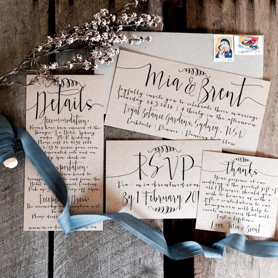 Rustic Wedding Invitations Wedding Invitation Suite Wedding