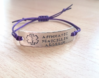 Adult Medical ID bracelet, adjustable medical ID, medical alert, medical ID jewelry, medical jewelry, diabetes bracelet, alert bracelet