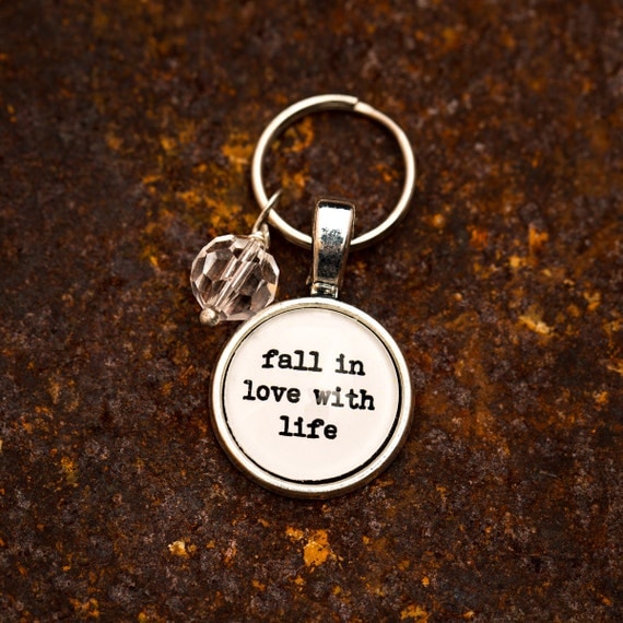 FREE SHIPPING - Fall In Love With Life - Quote Necklace - Jewerly - Inspiration Necklace - Quote Jewelry - Quote Necklace
