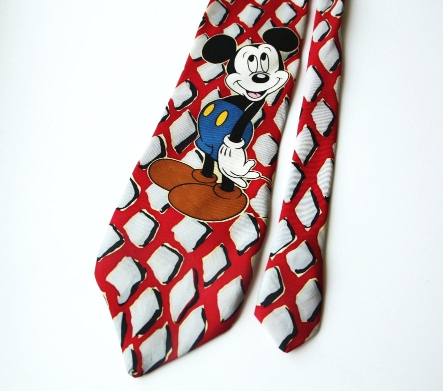 Disney tie Mickey mouse tie vintage red by FromEuropeWithLove