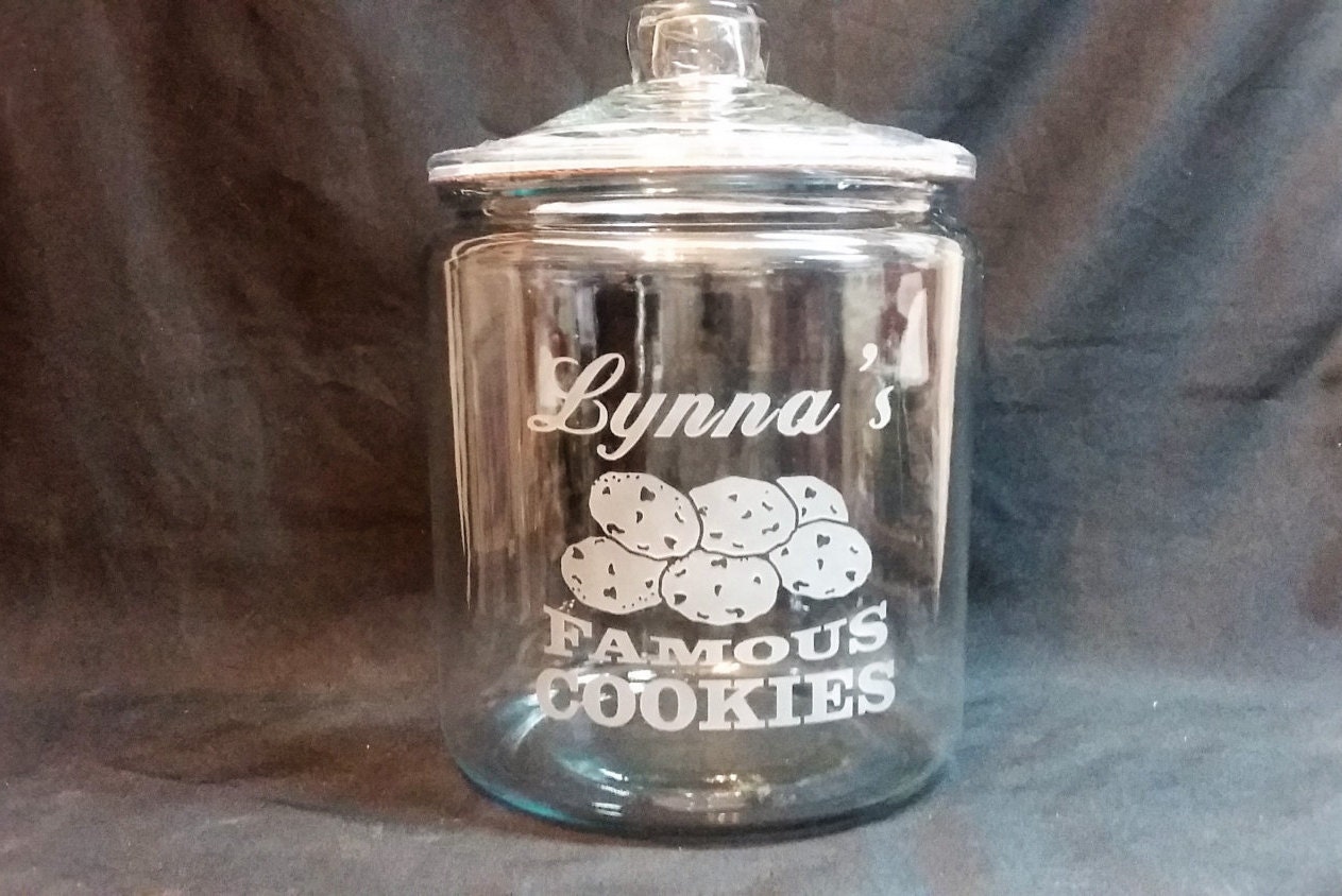 Custom Etched Personalized Cookie Jar 1 Gallon Cookie Jar