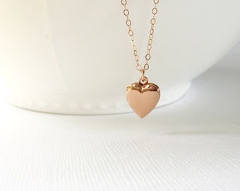 Rose Gold Filled Heart Locket Necklace, Gold Filled Heart Locket, Perfect for Little Girls, Flower Girls, Gold Filled Heart Locket Pendant